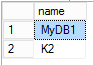 SQL table showing MyDB1
