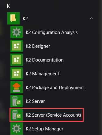 K2 Server (Service Account)